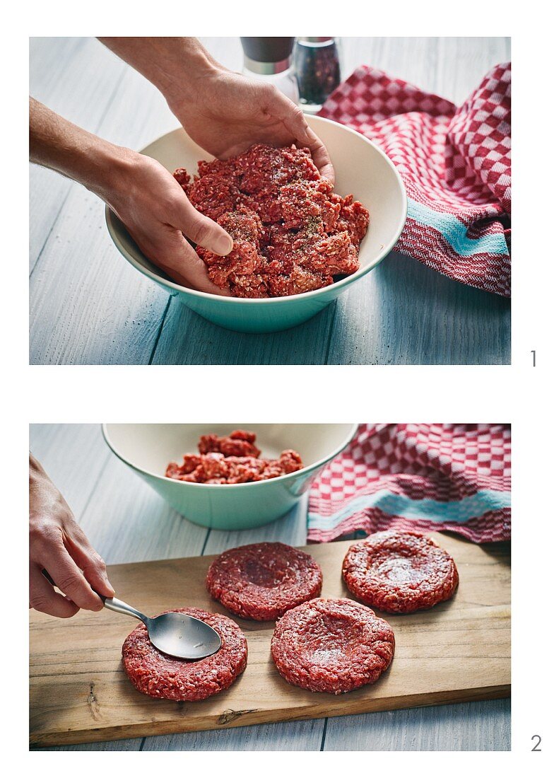 Minced meat steaks being made