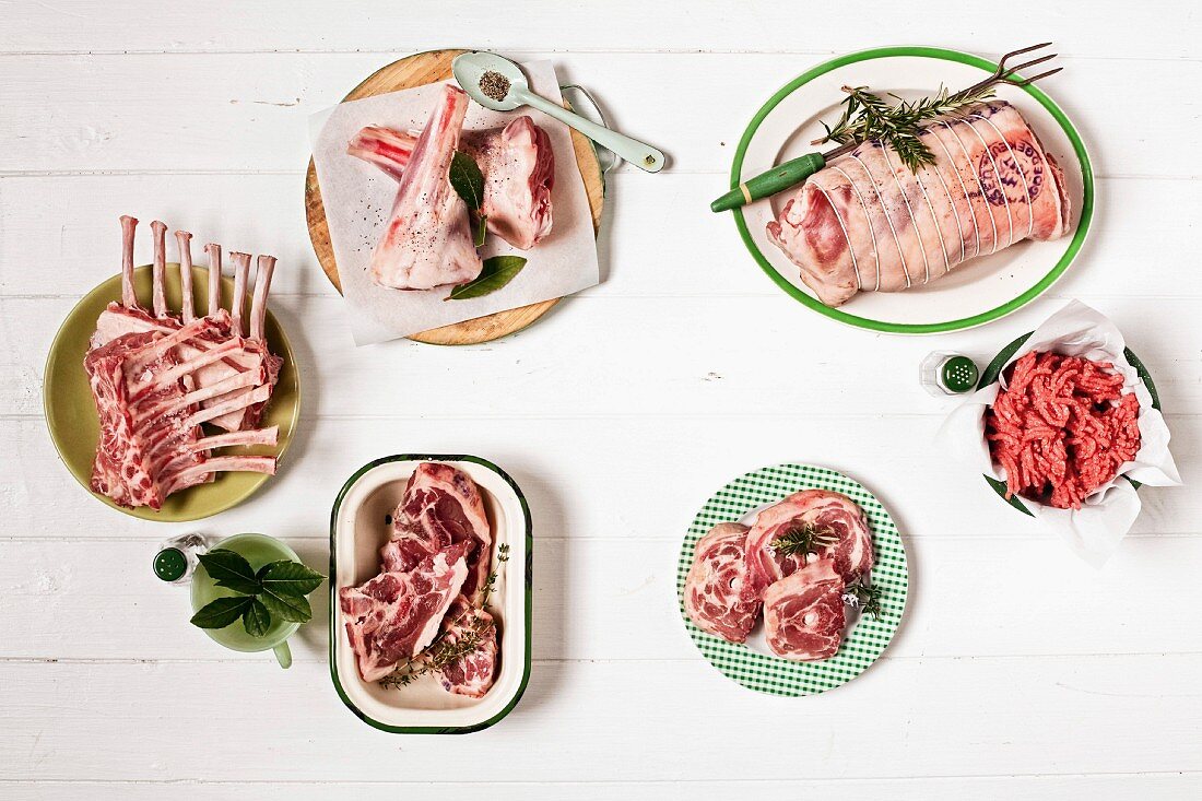 Various cuts of lamb