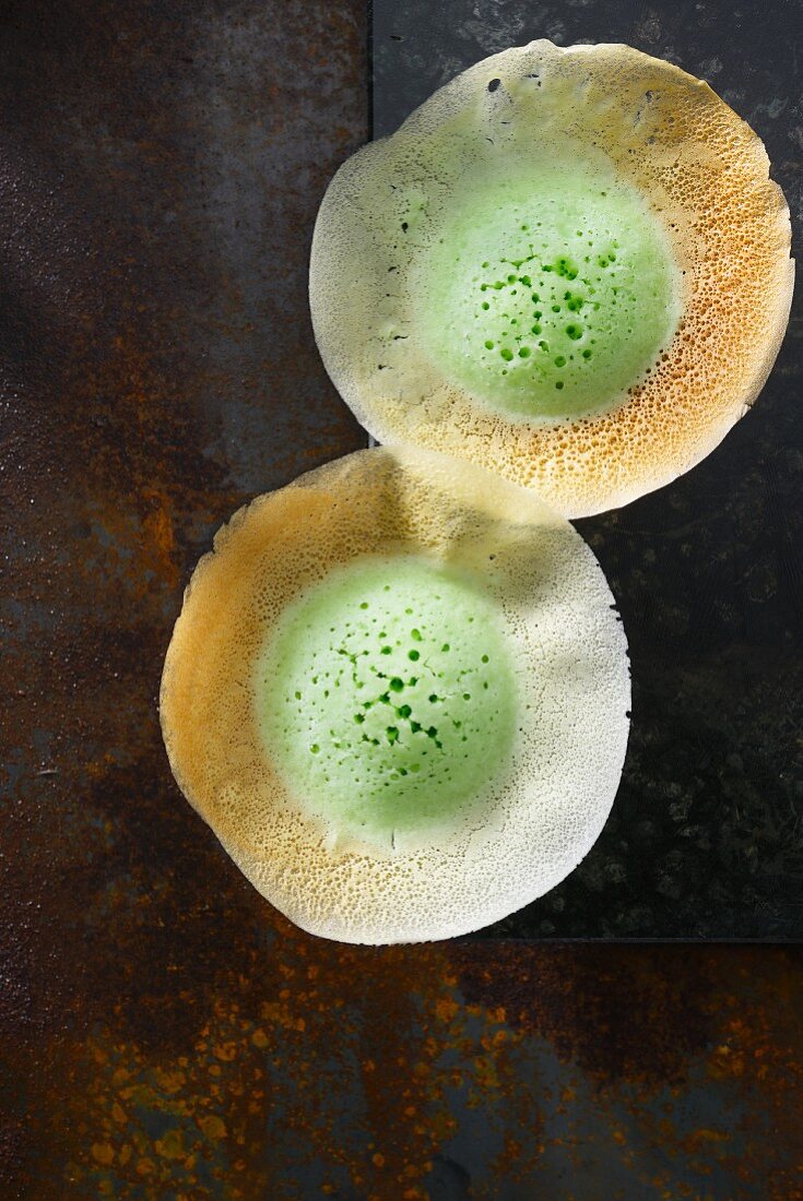 Appams (green rice flour pancakes, Indonesia)