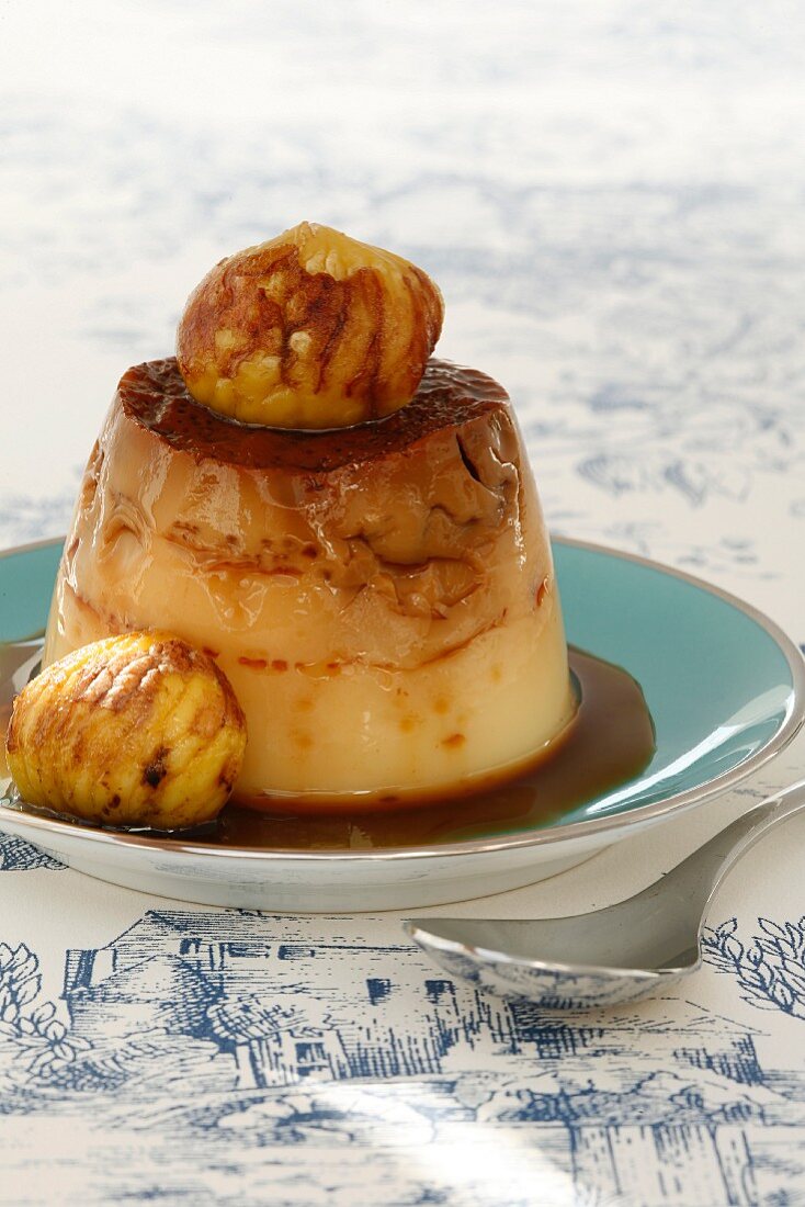 Chestnut and caramel flan