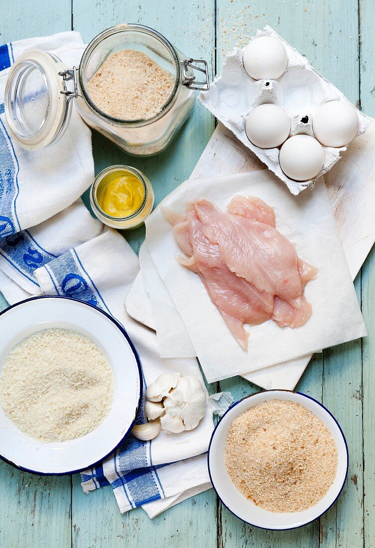 Ingredients for breaded chicken escalope