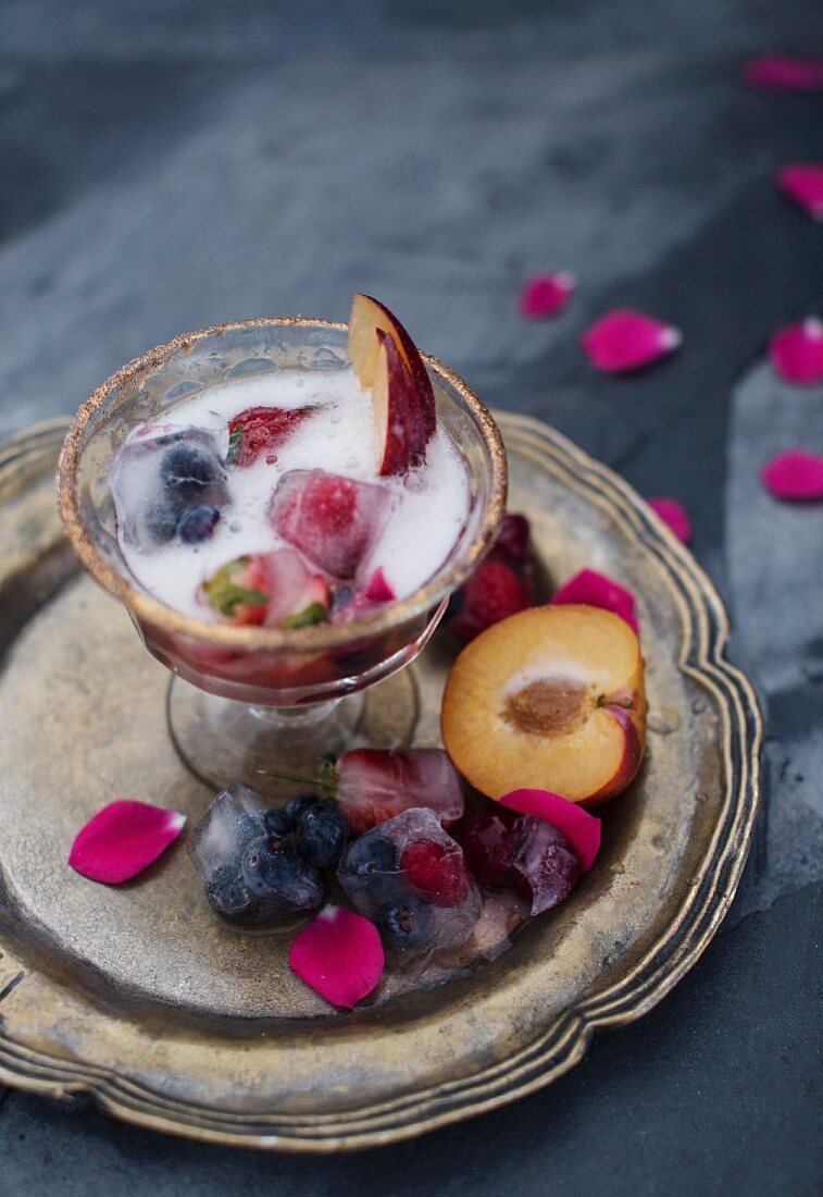 Plum cocktail with rosewater