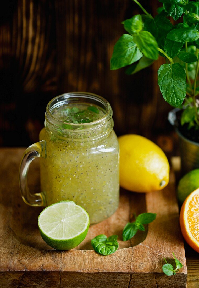 Chia fresca (a refreshing drink made with limes and chia seeds)