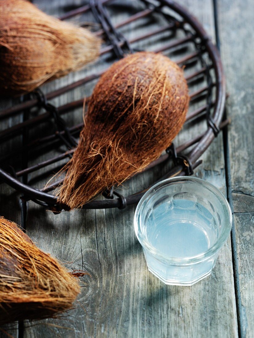 A glass of coconut water