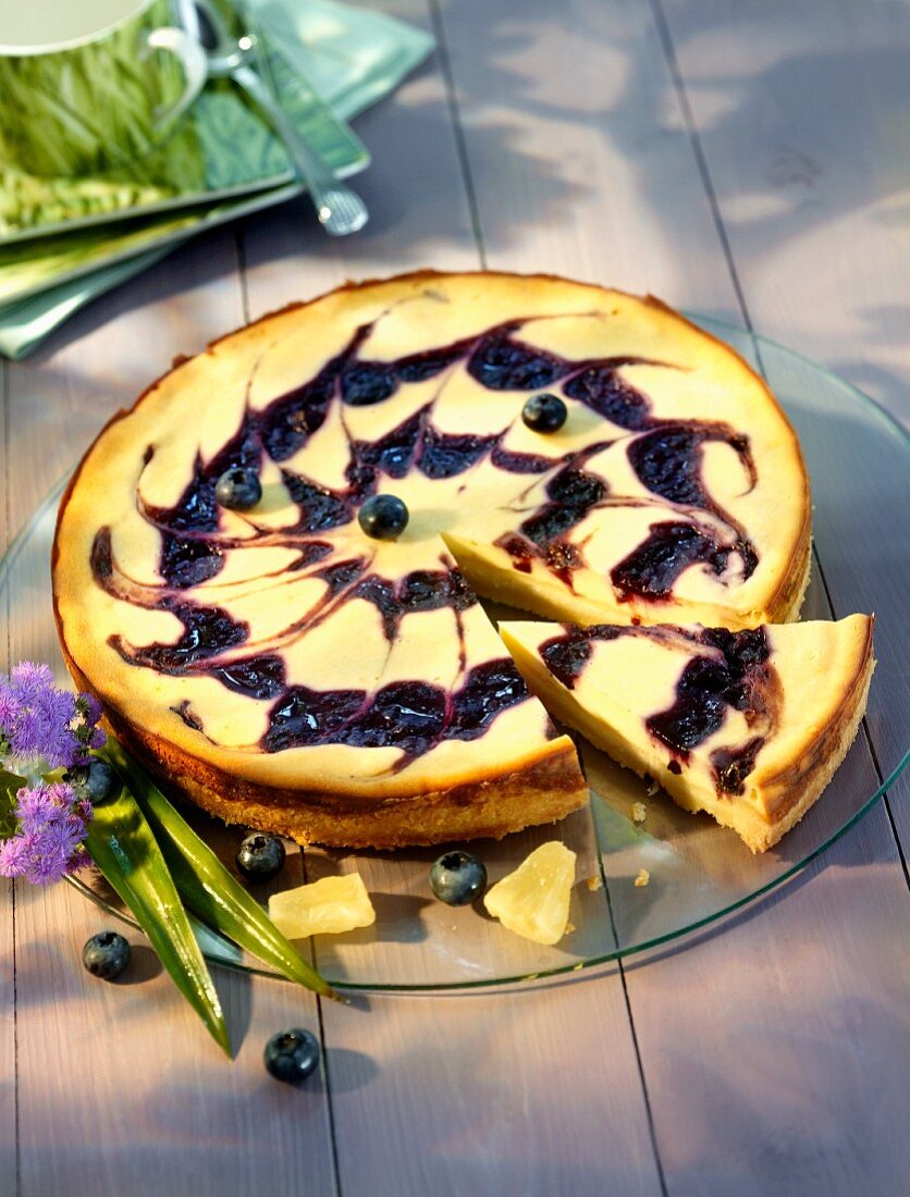 Blueberry and pineapple cheesecake