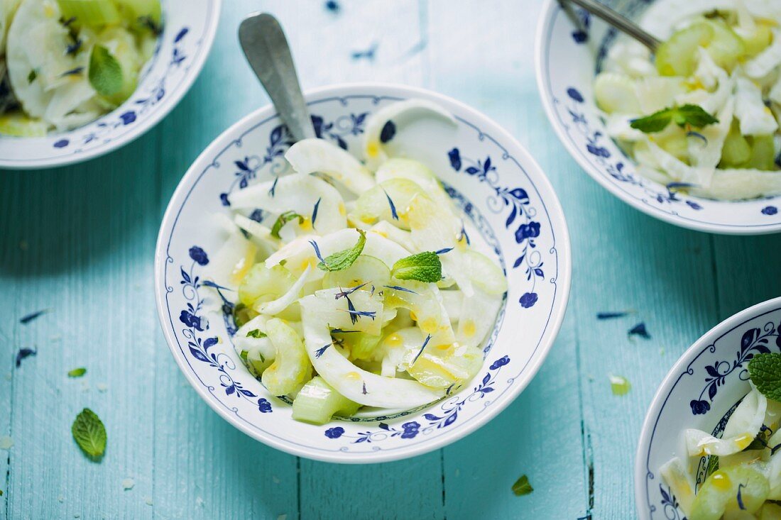 Fennel salad with Parmesan cheese and mint