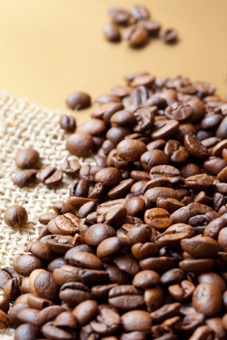 Coffee beans on jute