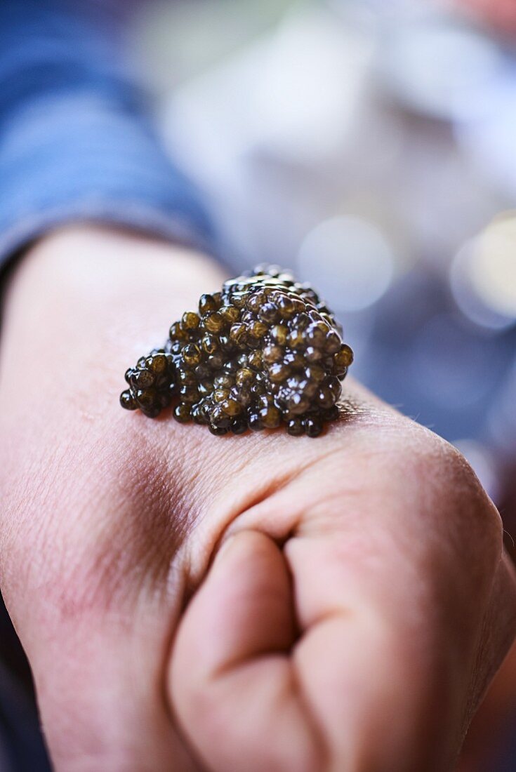 Caviar on a fist