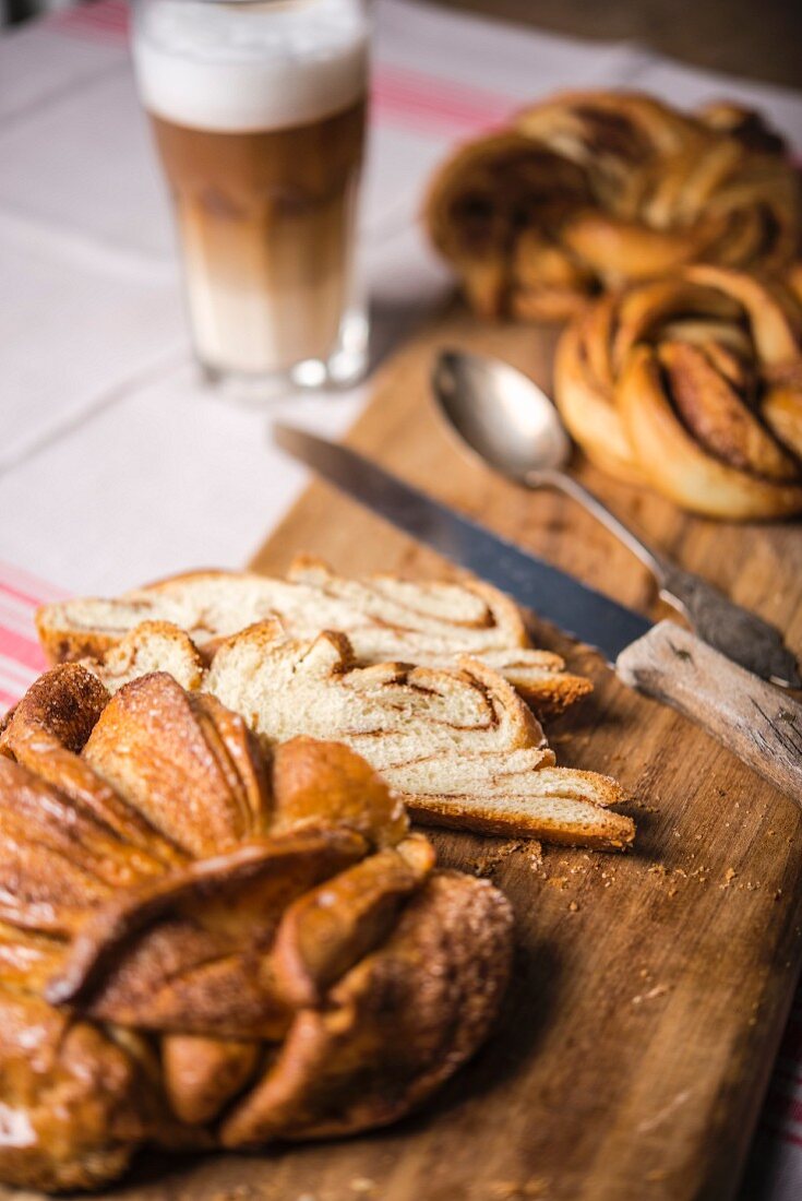 Cinnamon buns and a cafe au lait