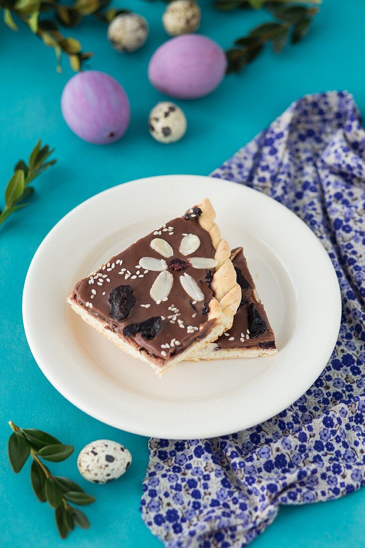 Mazurek (Easter cake with chocolate and dried fruit, Poland)