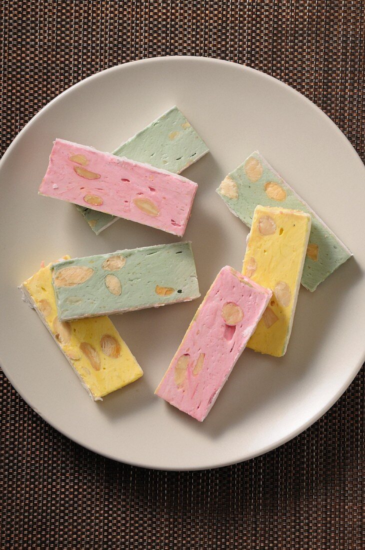 Pastel-coloured turron (seen from above)