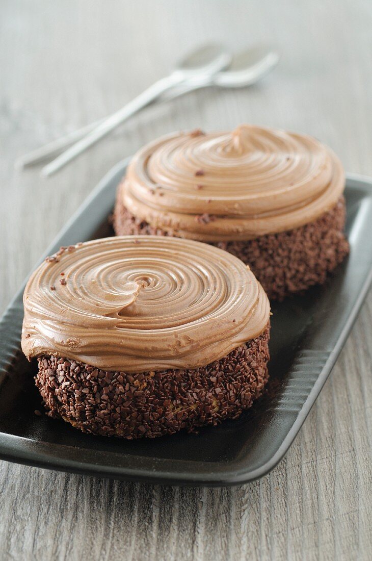 Chocolate cakes with mocha cream