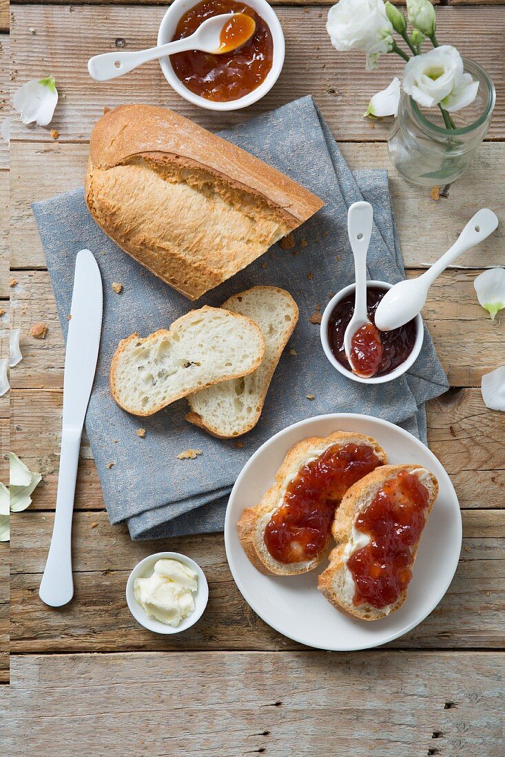 White bread with jam