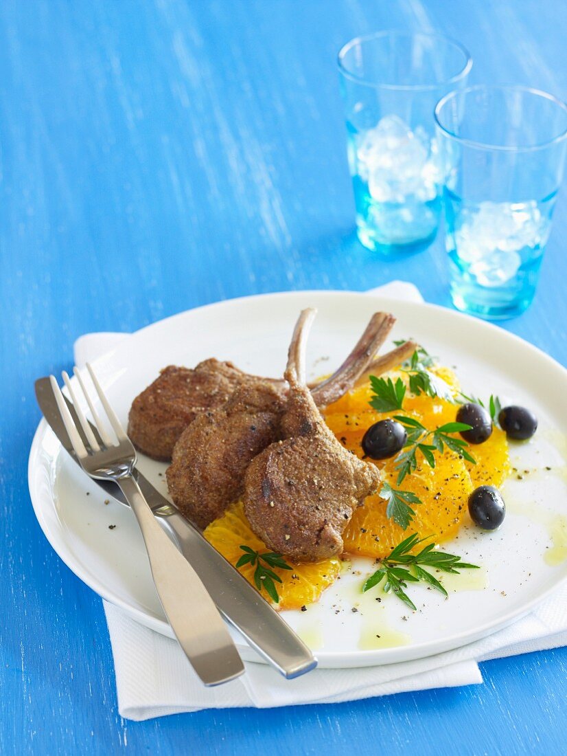 Barbecue Special - Moroccan Lamb Cutlets with Orange & Olive Salad