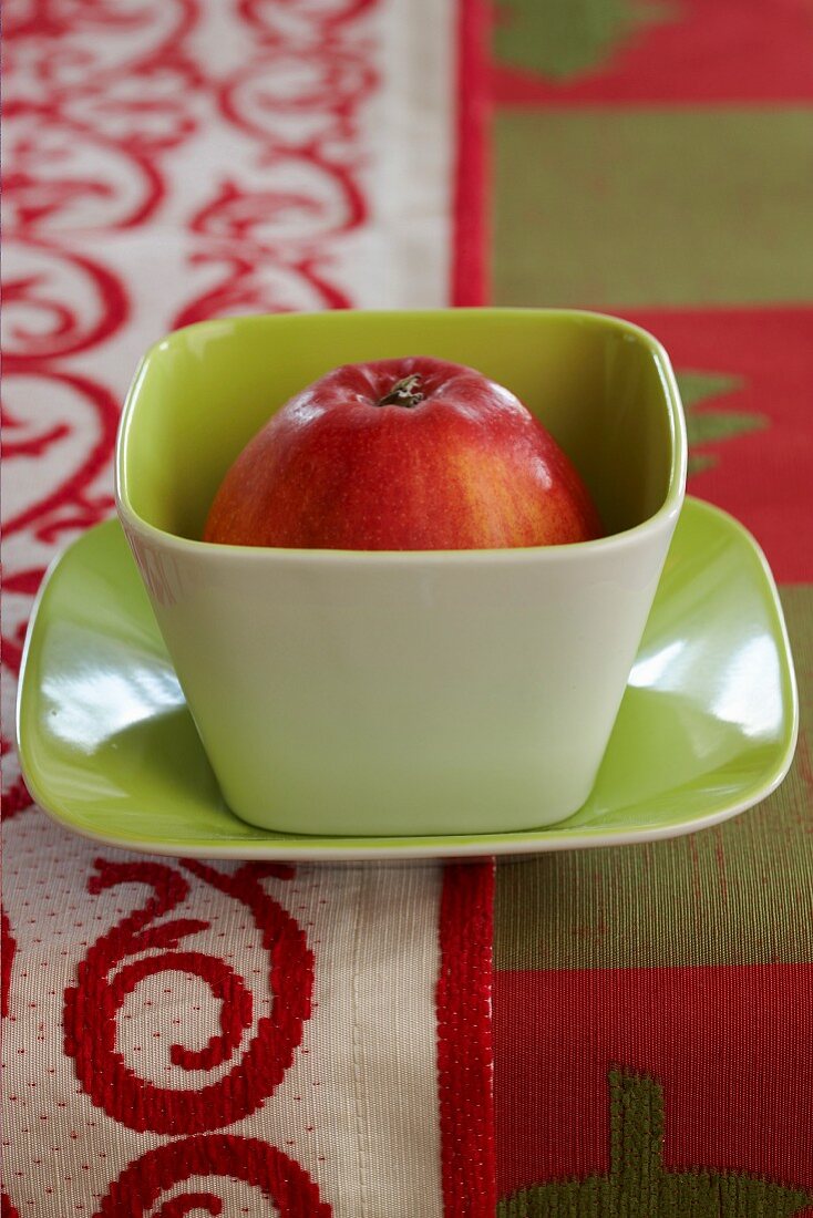 Festive arrangement in red, green and white on table