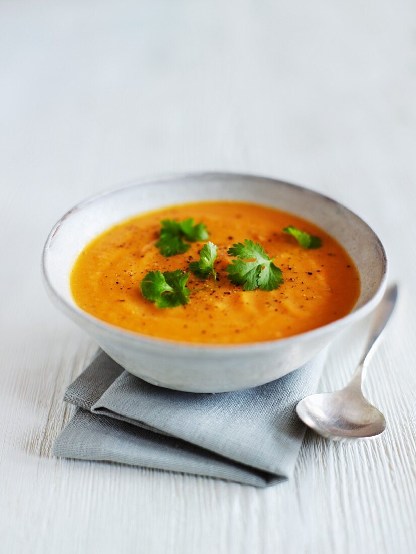 Sweet potato soup with ginger and coriander