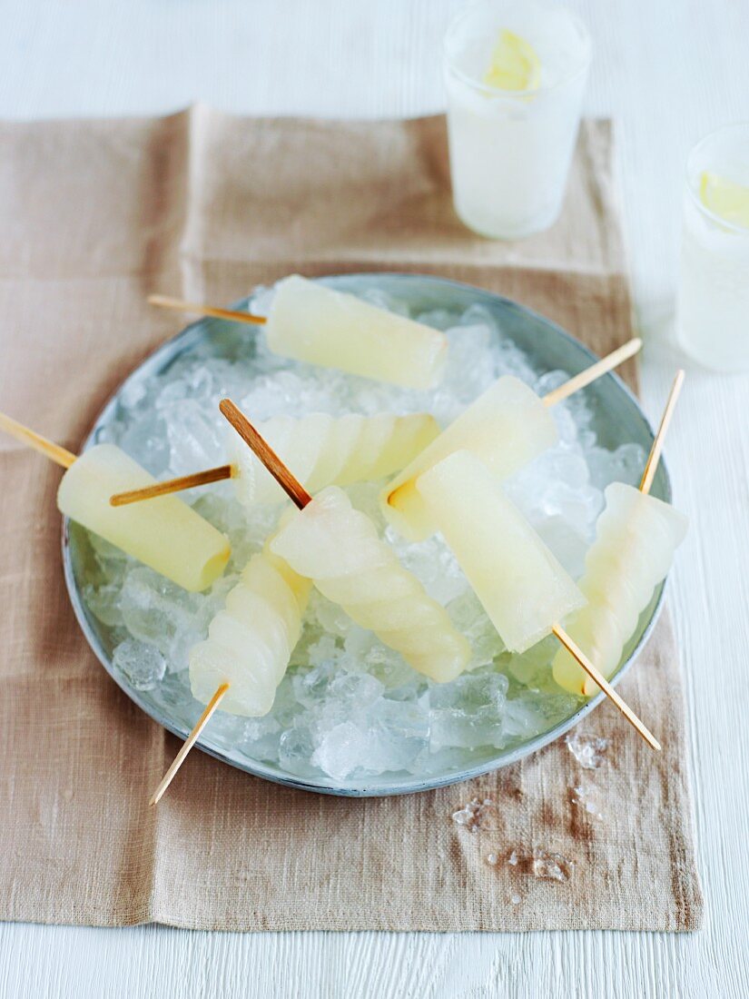 Homemade lemon and ginger ice lollies