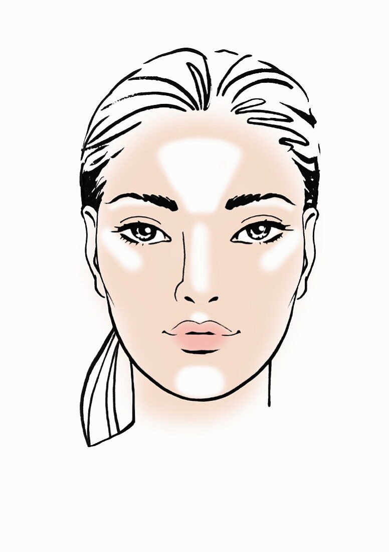 An illustration of adding make-up highlights, step 2