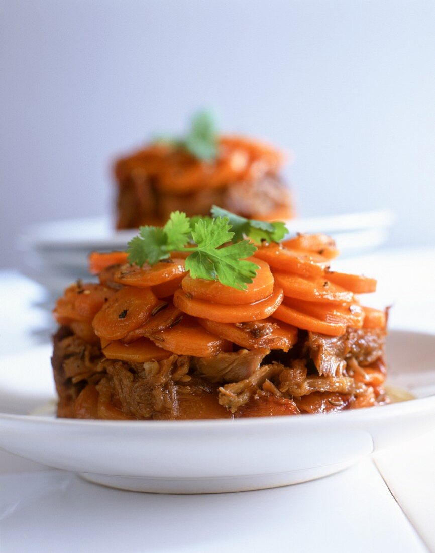 Rindertimbale mit Möhren, Weißwein und Koriander