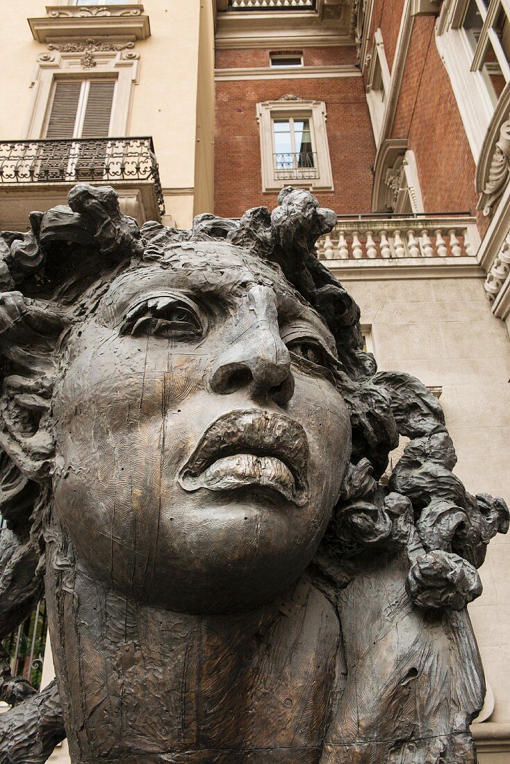 'Hoy es Hoy' sculpture by Javier Marin in Solferino Square, Turin, Italy
