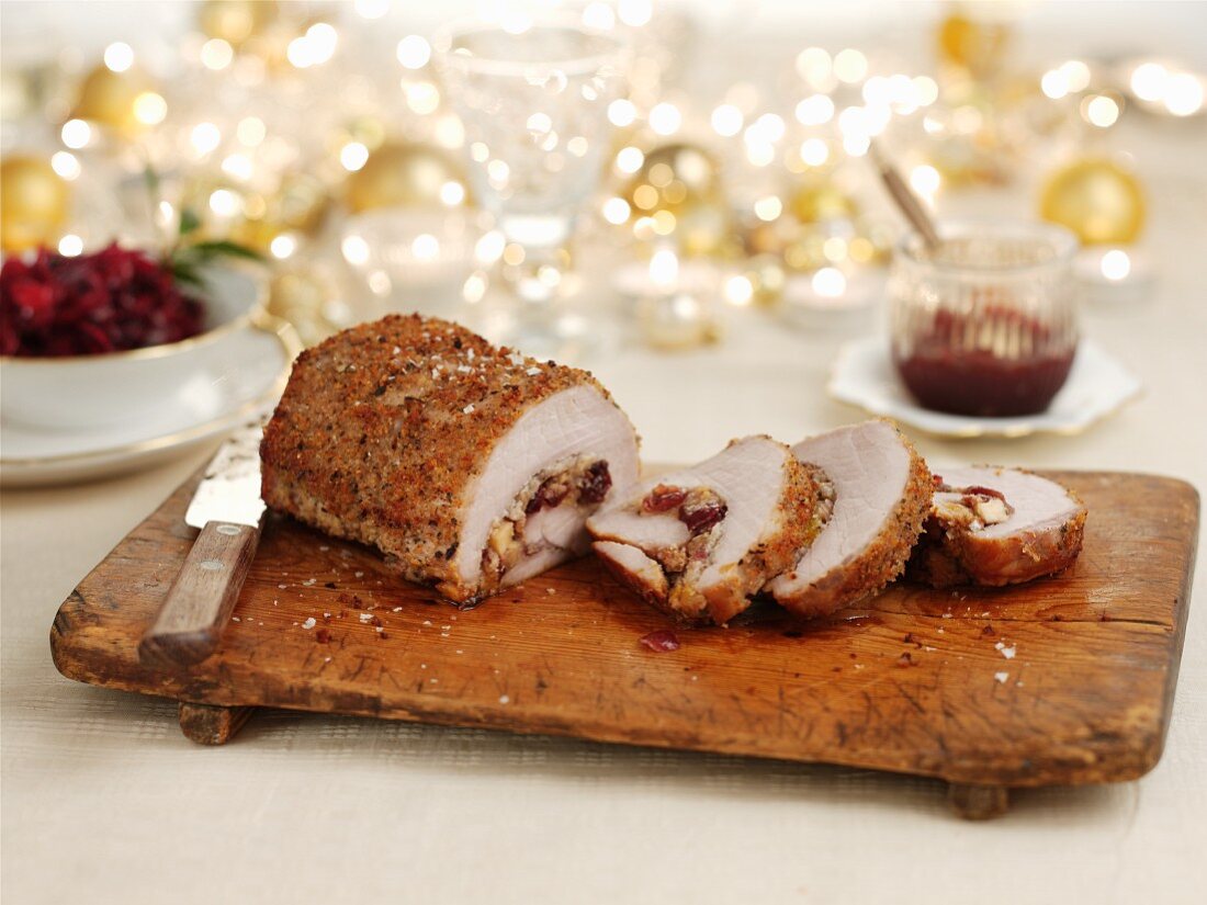 Stuffed pork roulade for Christmas dinner