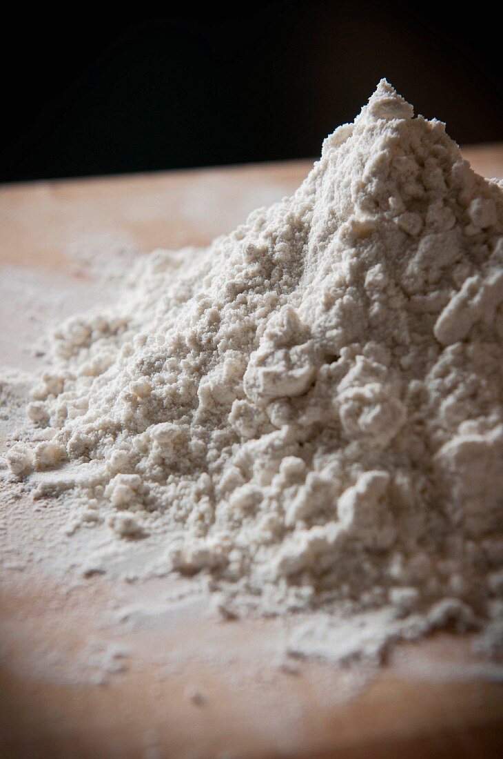 A pile of flour on a work surface