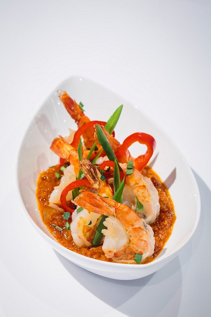 Udang Blado (Indonesisches Gericht mit Riesengarnelen in Chilisauce)