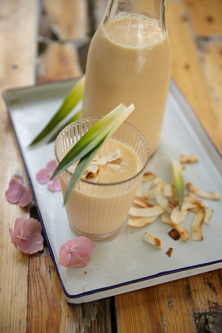 Coconut, pineapple and papaya smoothie