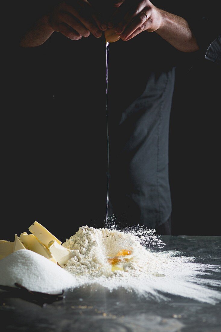 Shortcrust pastry being made