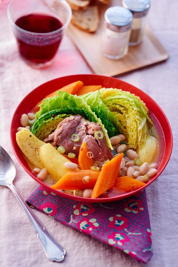 Pot au feu with duck and savoy cabbage (France)