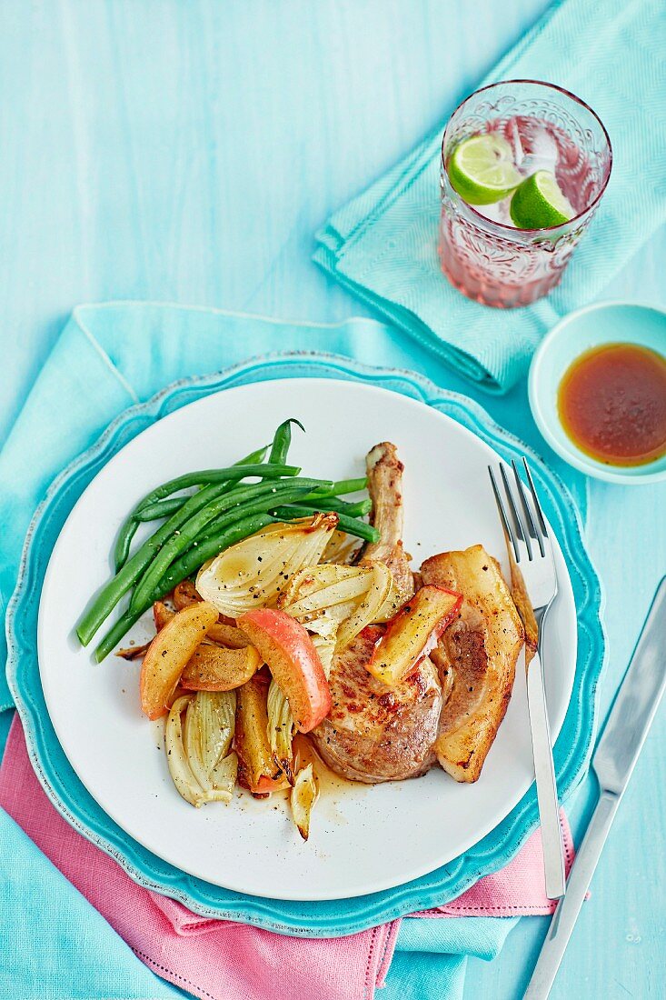 Pork Chops with Baked Apple & Fennel