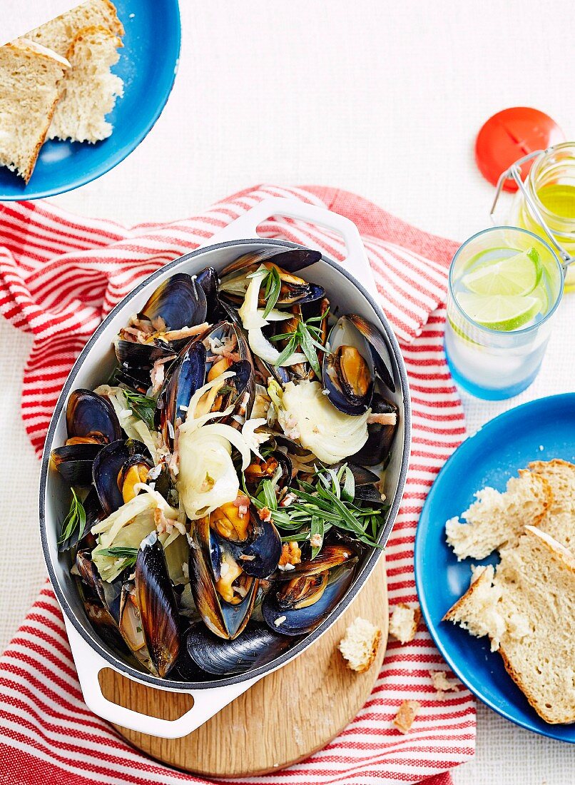Mussels with Bacon, Cider & Cream