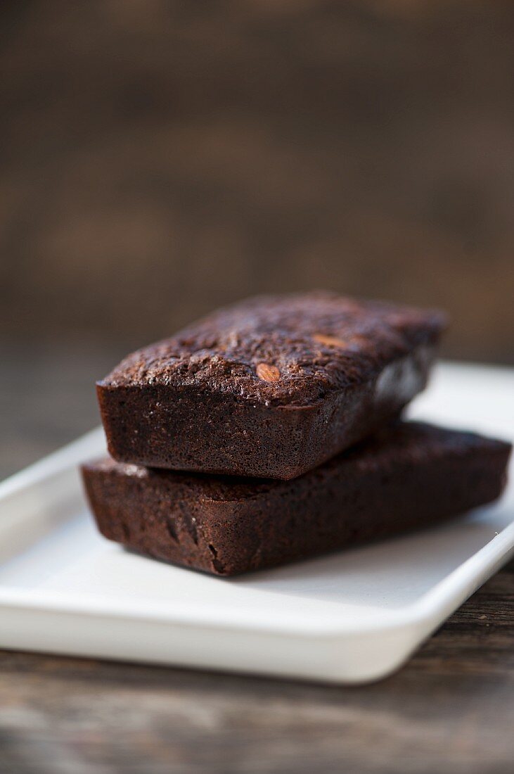 Mini homemade small chocolate cakes with nuts