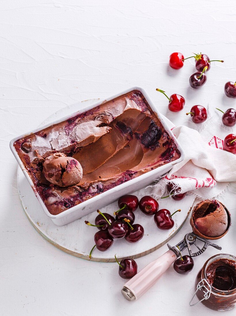 Chocolate & cherry ripple ice-cream