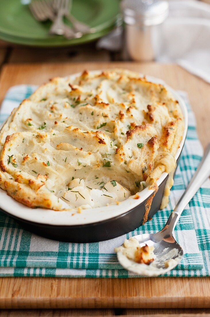 Fish pie with a potato topping