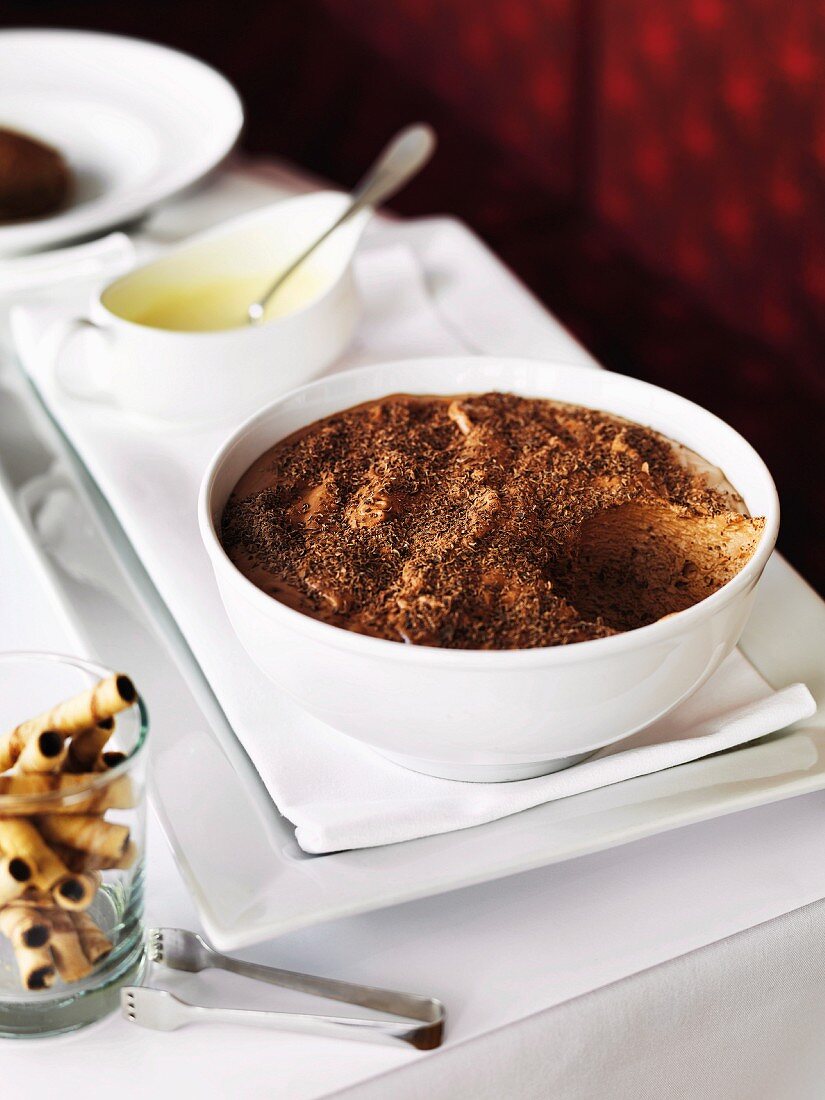 Chocolate mousse with chocolate shavings