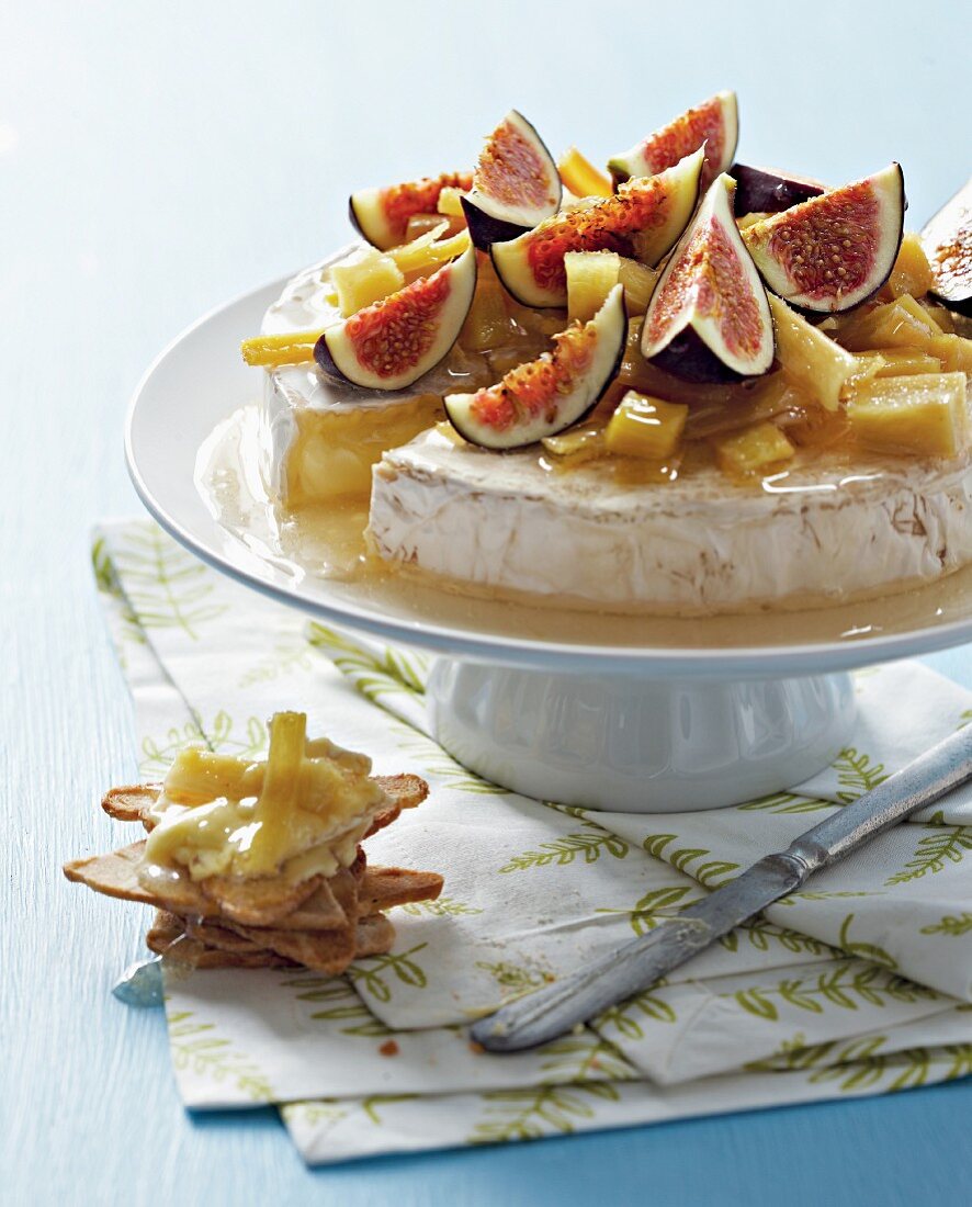 Camembert with preserved ginger and figs