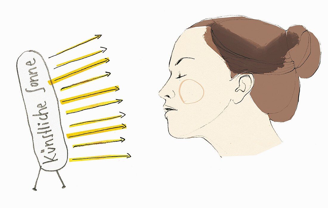 Illustration: Frau bei Lichttherapie