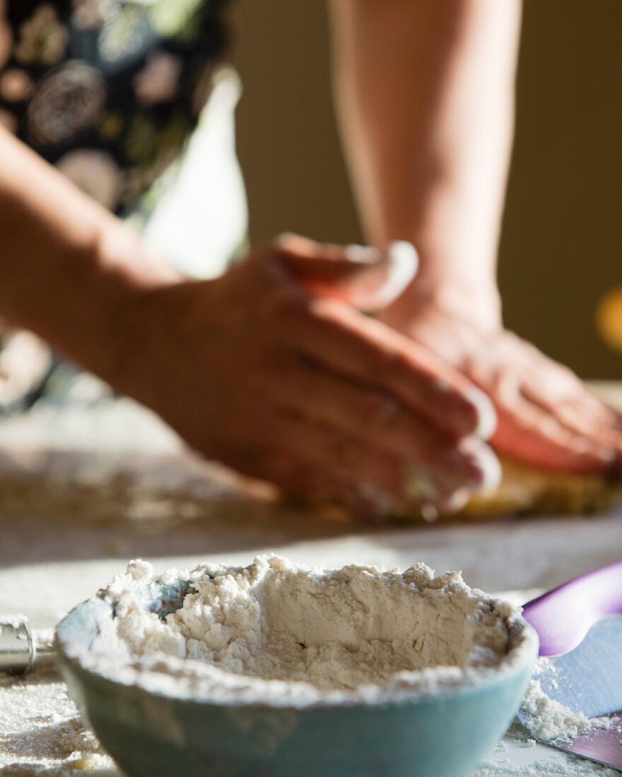 Pie dough being made