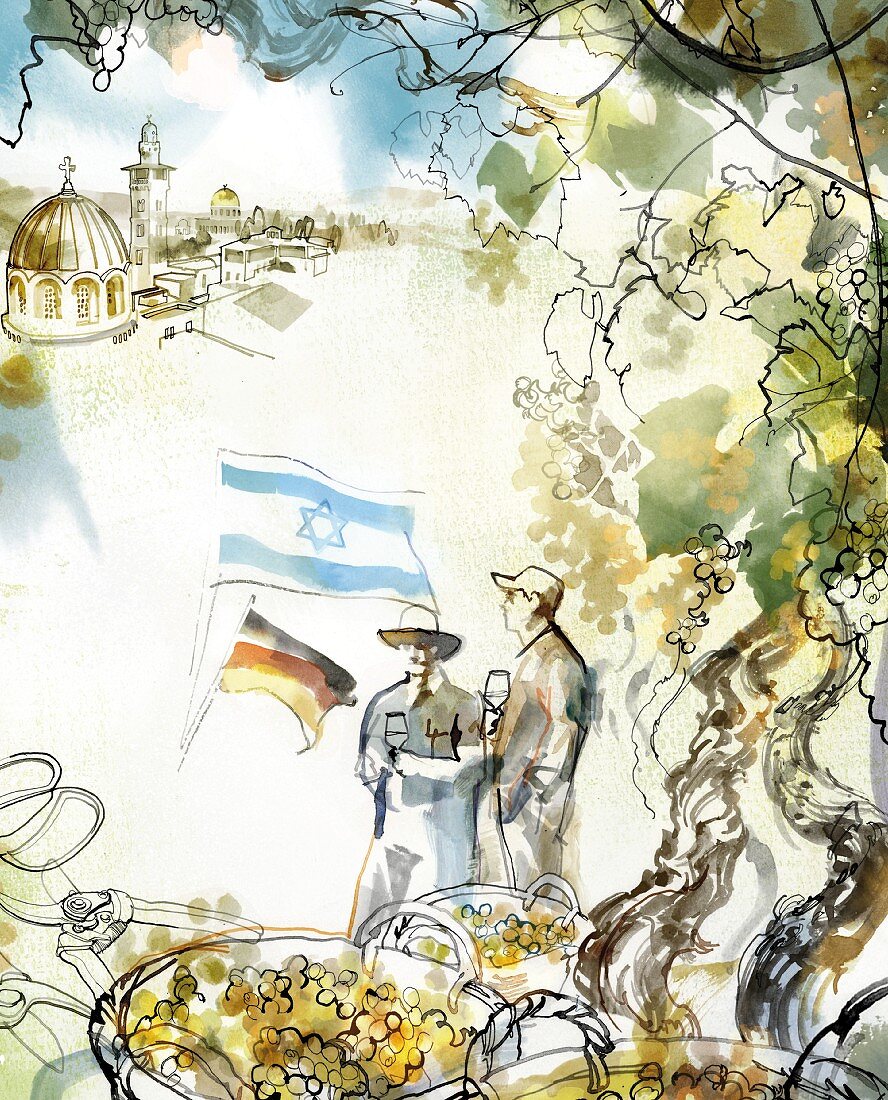 Illustration: Symbolbild für Weinreise - Länderfreundschaft Deutschland, Israel