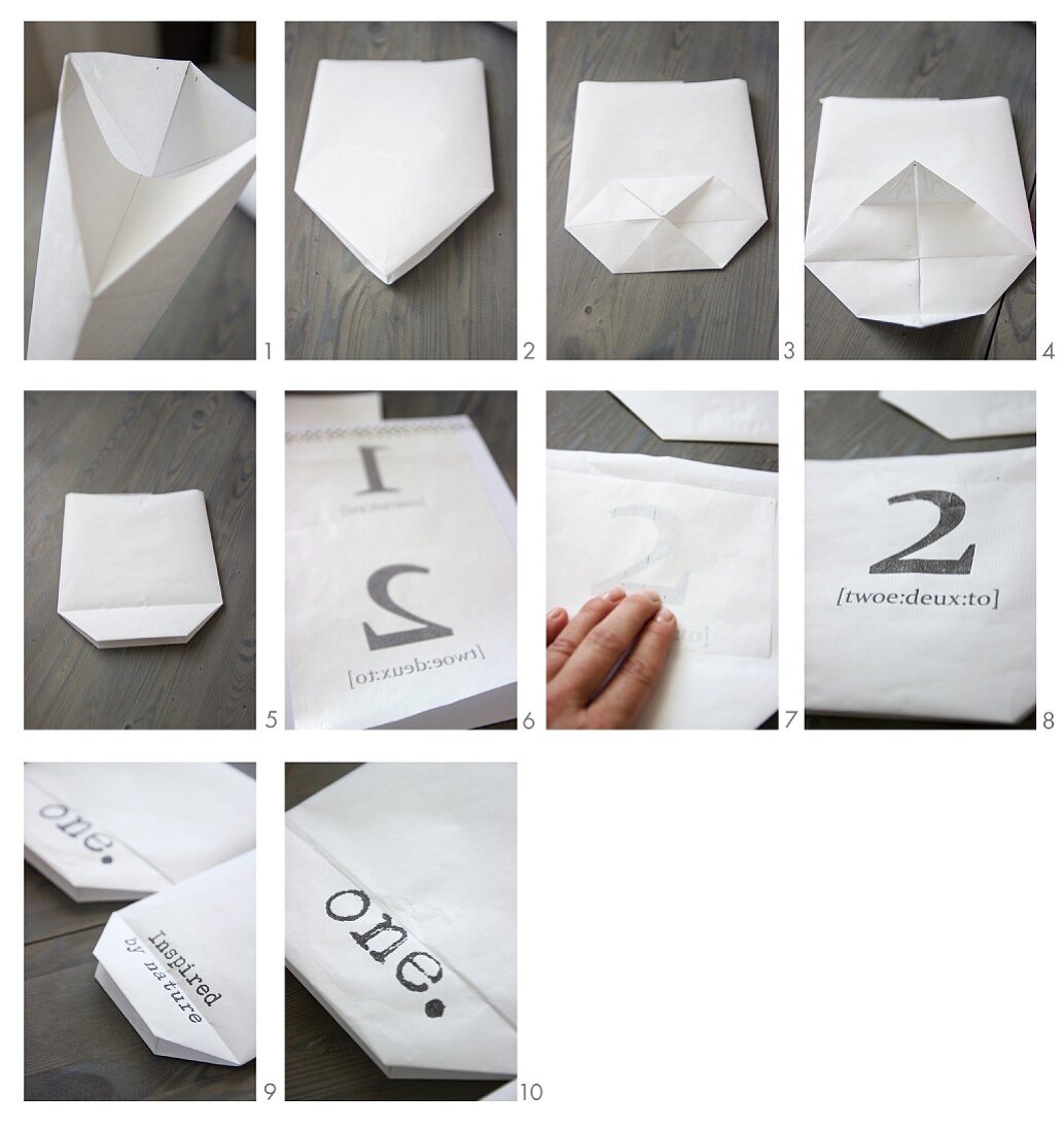 Instructions for making a paper bag