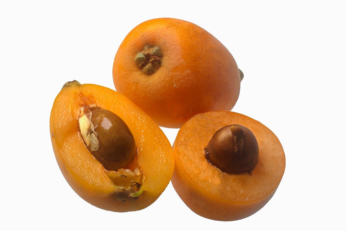 Loquats, whole and halved