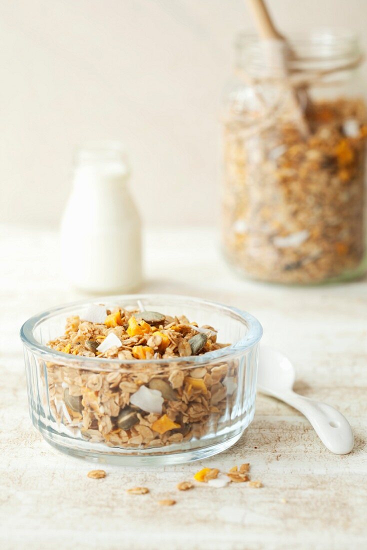 Homemade mango and coconut muesli