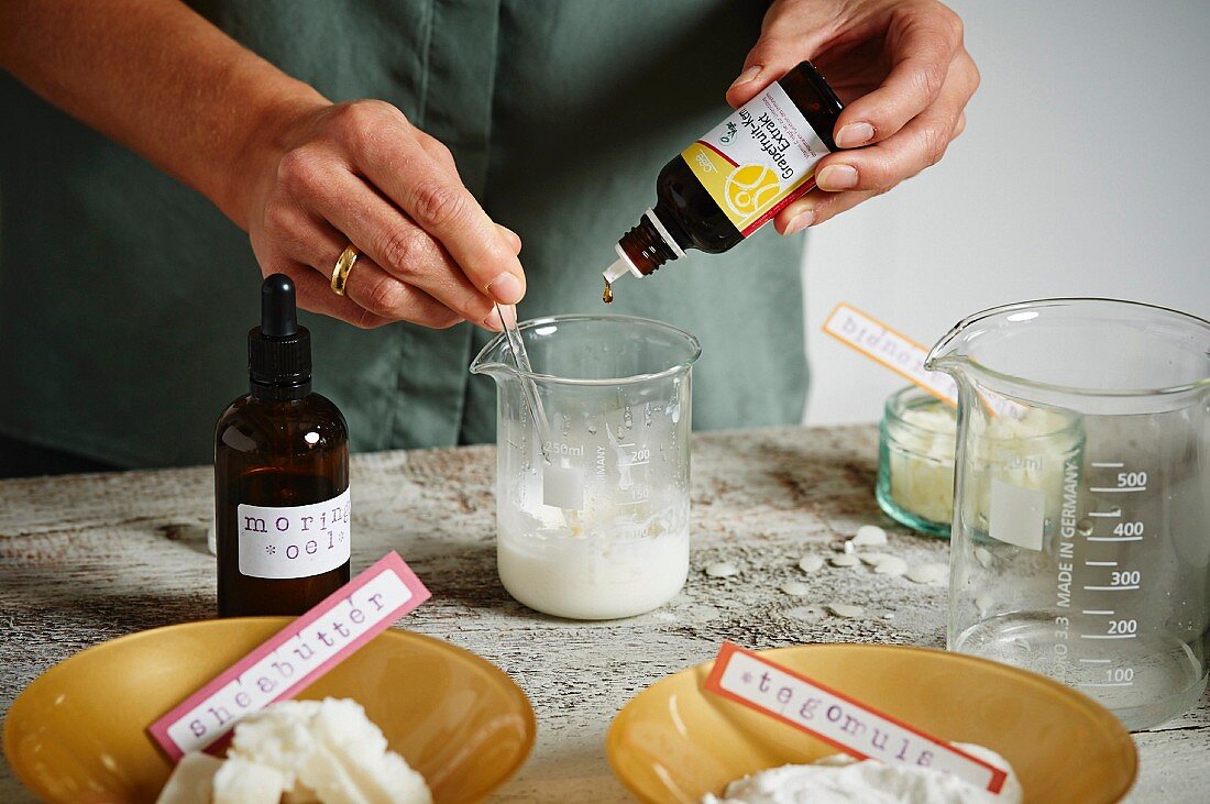 Moringa face cream being made