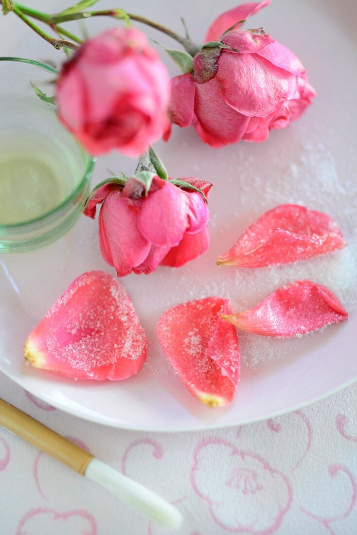 Candied rose petals