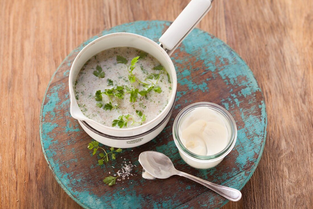 Buckwheat soup with fresh chervil (post fasting)