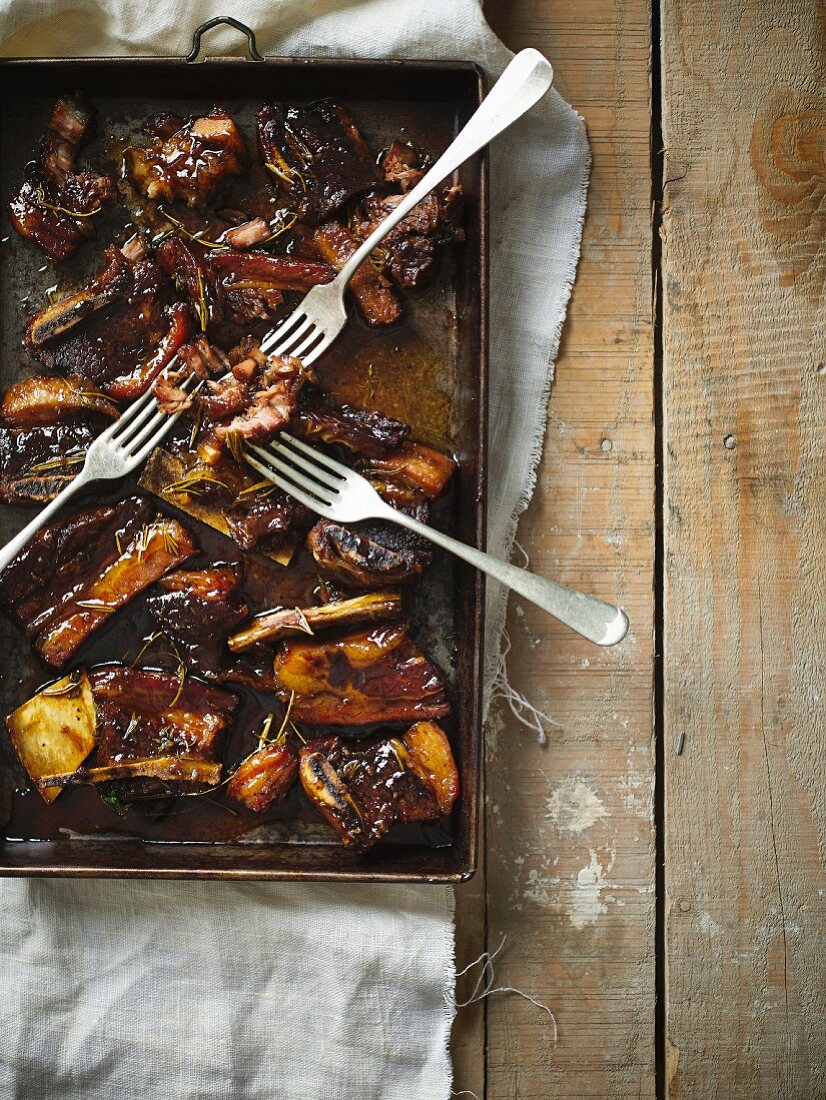 Slow braised beef ribs in Irish whiskey and thyme