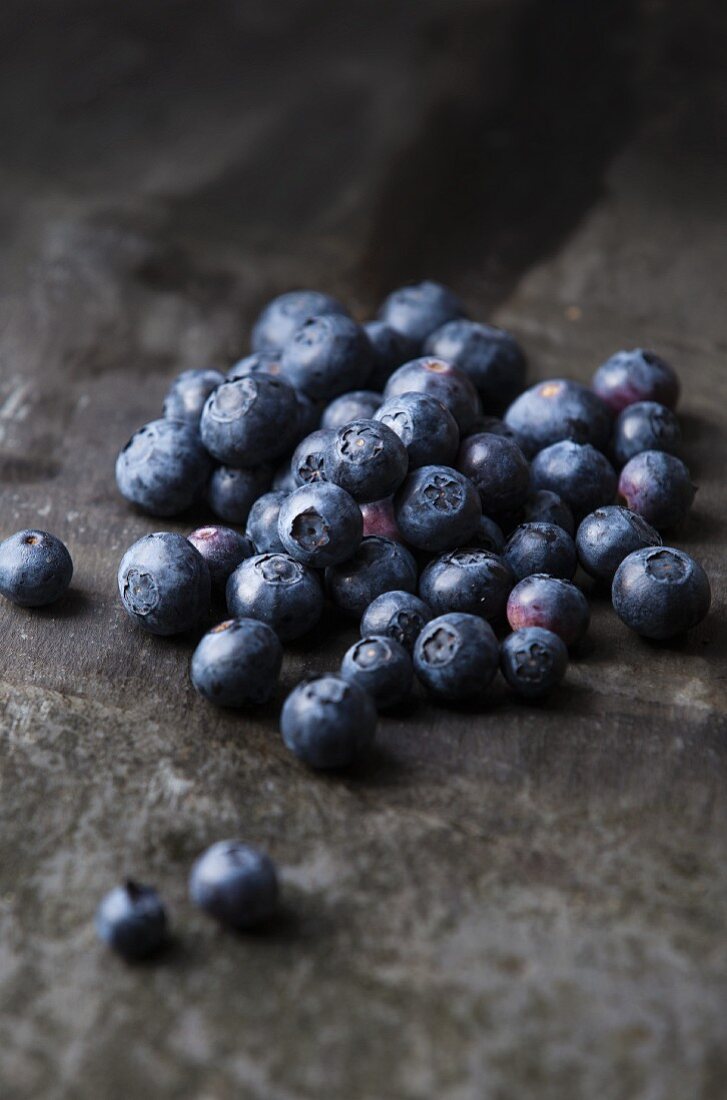 Blueberries on a slate platter