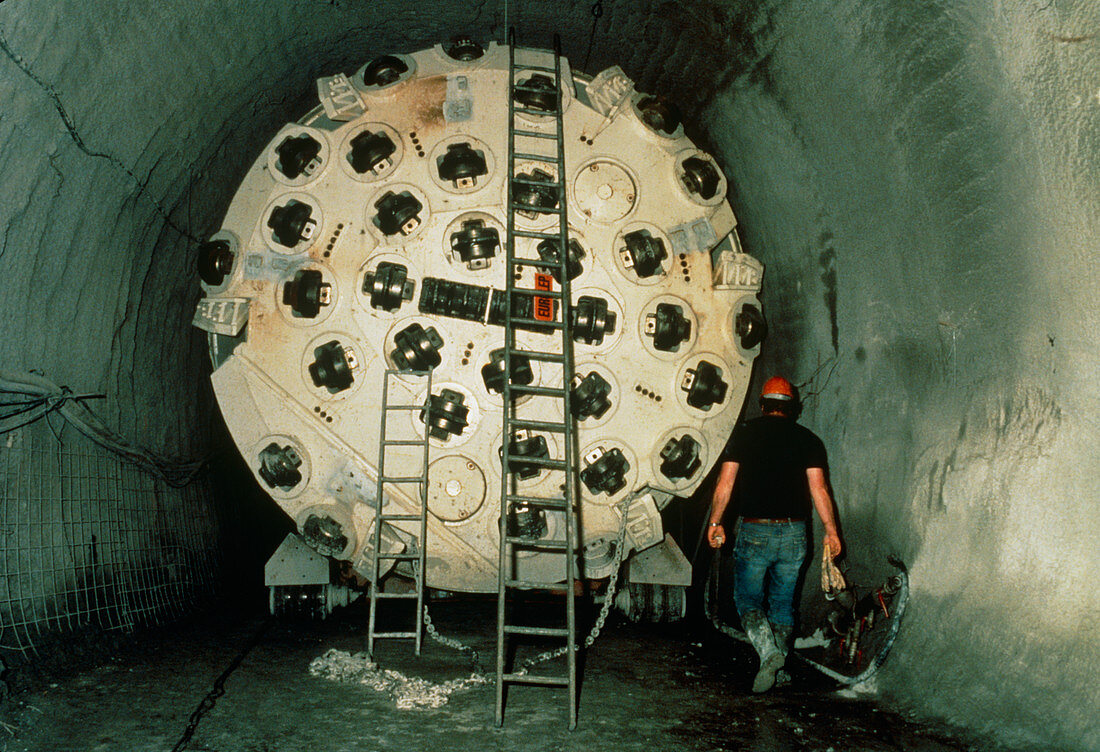 Tunnelling machine in LEP tunnel,CERN
