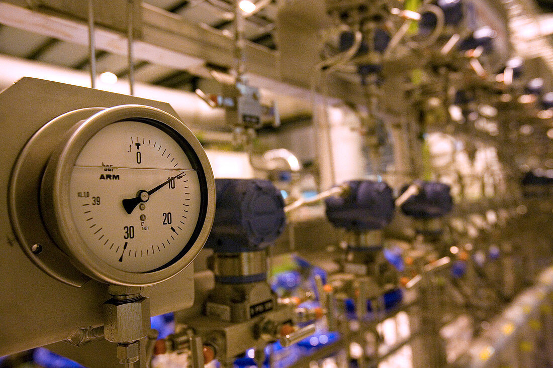 Pressure gauge at cryogenics plant,CERN